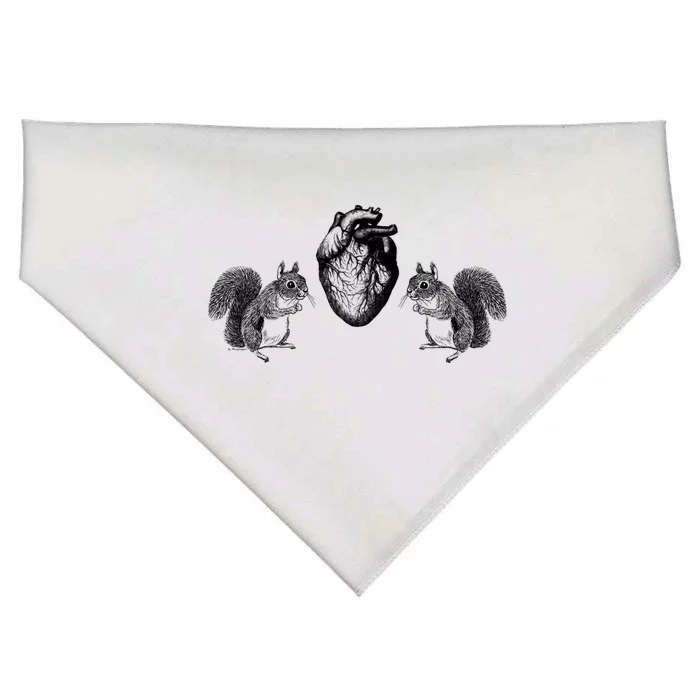 Squirrel Heart Squirrel Nature Anatomy By B Moss Cute Gift USA-Made Doggie Bandana