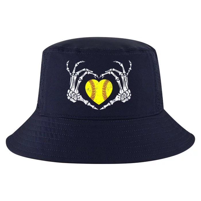 Softball Heart Skeleton Hand Halloween Costume Great Gift Cool Comfort Performance Bucket Hat