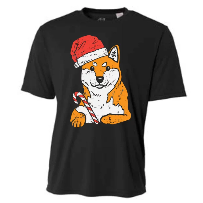 Santa Hat Shiba Inu Akita Dog Christmas Pajamas Xmas Pj Doge Meaningful Gift Cooling Performance Crew T-Shirt