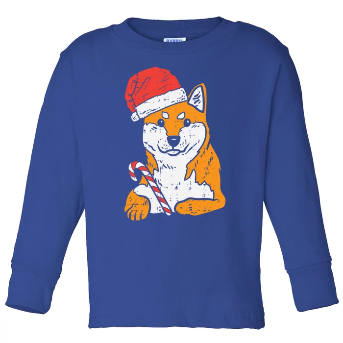 Santa Hat Shiba Inu Akita Dog Christmas Pajamas Xmas Pj Doge Meaningful Gift Toddler Long Sleeve Shirt