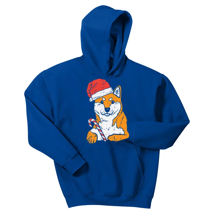 Santa Hat Shiba Inu Akita Dog Christmas Pajamas Xmas Pj Doge Meaningful Gift Kids Hoodie