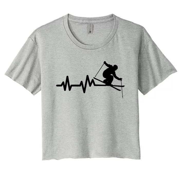 Ski Heartbeat Skiing Skier Cute Gift Women's Crop Top Tee