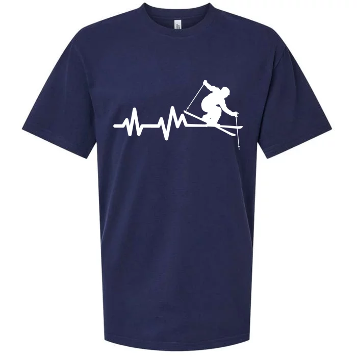 Ski Heartbeat Skiing Skier Cute Gift Sueded Cloud Jersey T-Shirt