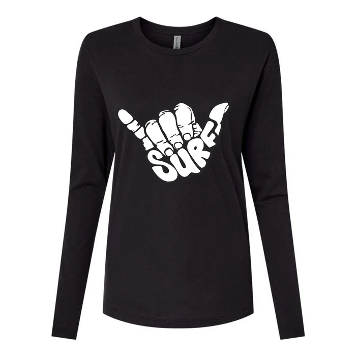 Surfing Hand Womens Cotton Relaxed Long Sleeve T-Shirt