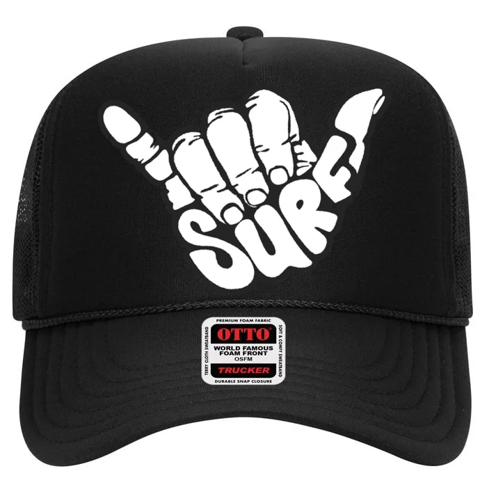 Surfing Hand High Crown Mesh Trucker Hat