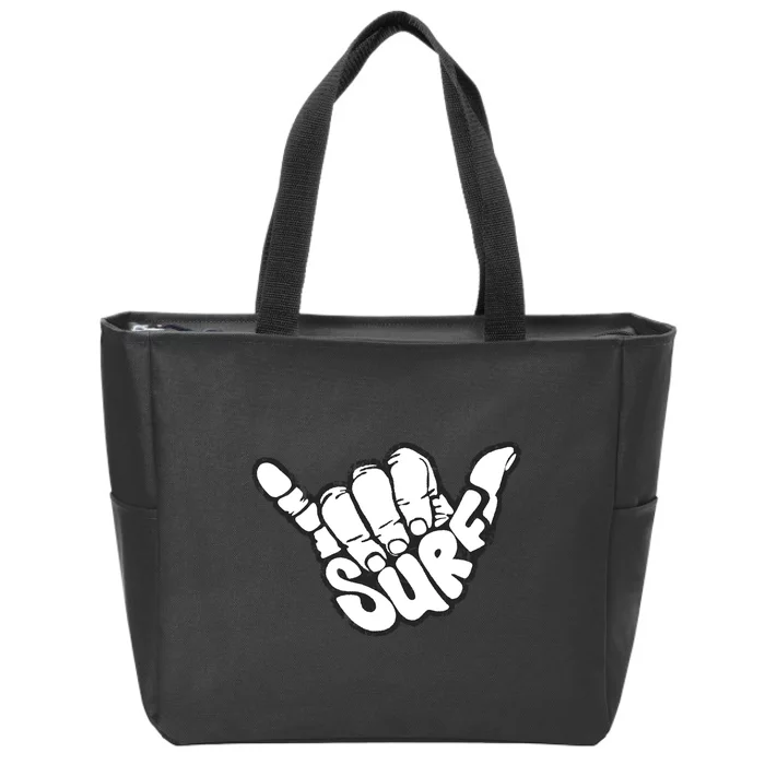 Surfing Hand Zip Tote Bag