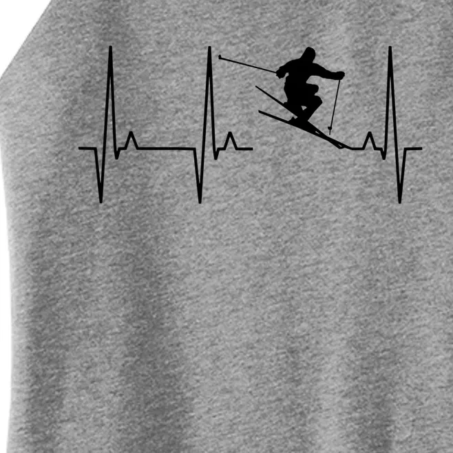 Ski Heartbeat Skiing Winter Snow Sports Skiers Players Art Great Gift Women’s Perfect Tri Rocker Tank