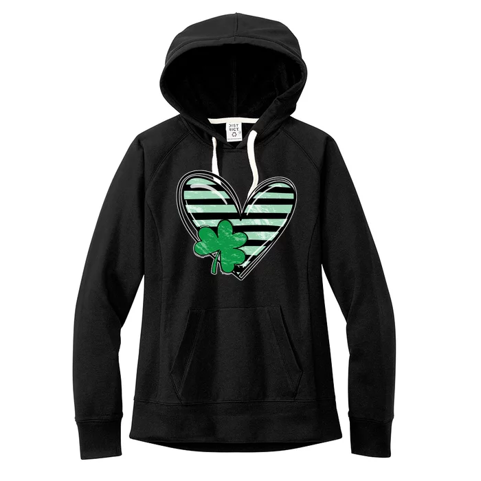 Shamrock Heart St Patrick Day Cute Women's Fleece Hoodie