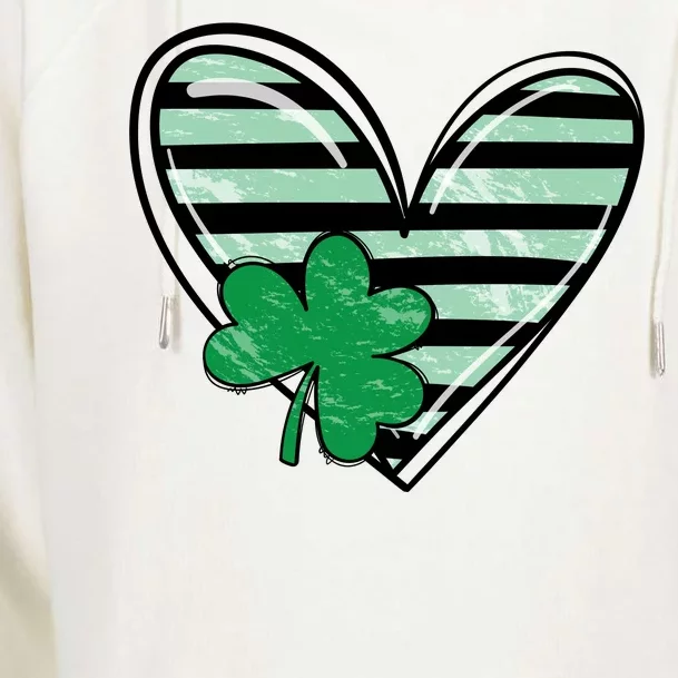 Shamrock Heart St Patrick Day Cute Womens Funnel Neck Pullover Hood