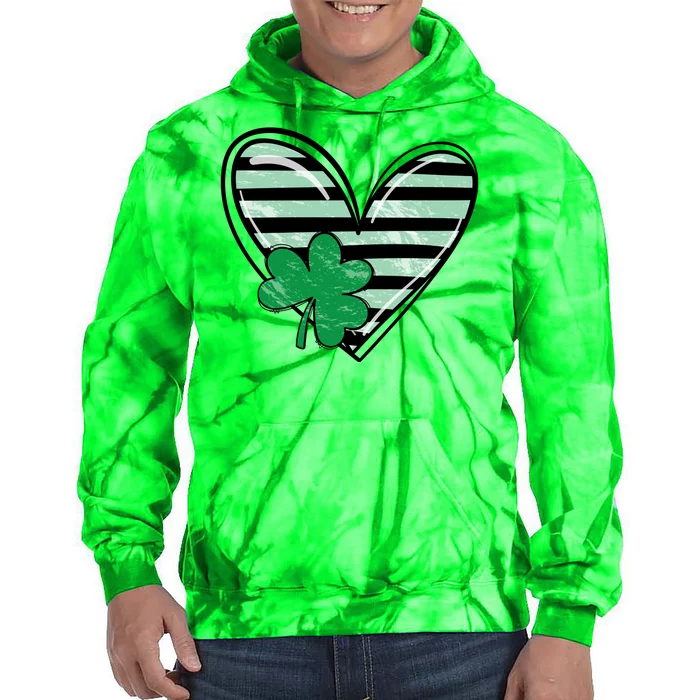 Shamrock Heart St Patrick Day Cute Tie Dye Hoodie