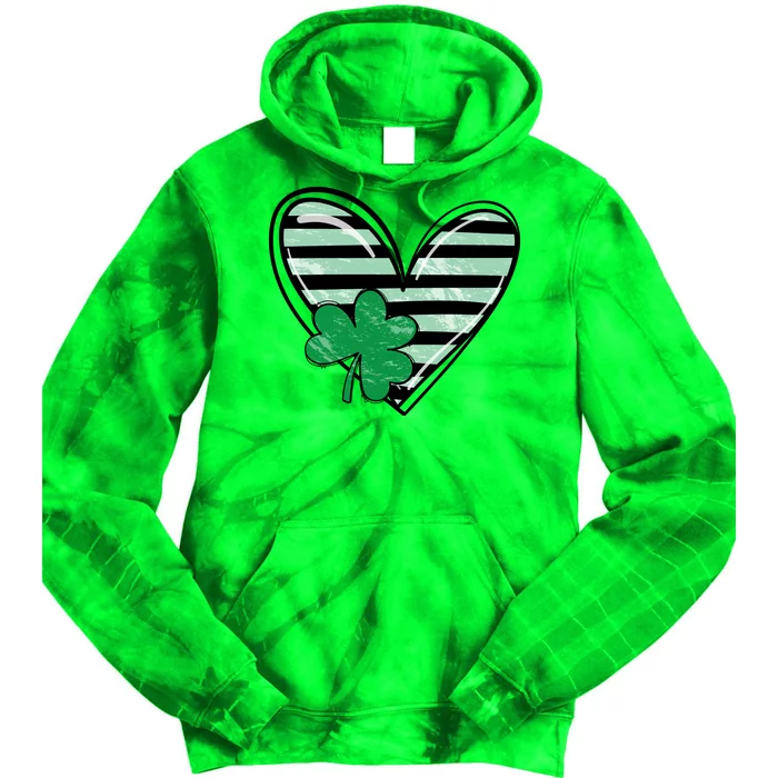 Shamrock Heart St Patrick Day Cute Tie Dye Hoodie