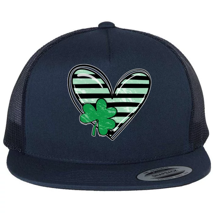 Shamrock Heart St Patrick Day Cute Flat Bill Trucker Hat