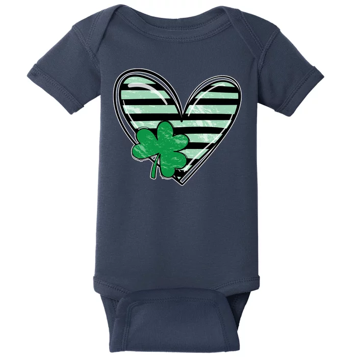 Shamrock Heart St Patrick Day Cute Baby Bodysuit