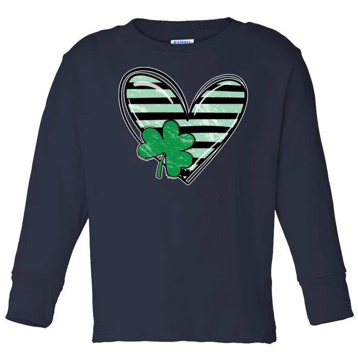 Shamrock Heart St Patrick Day Cute Toddler Long Sleeve Shirt