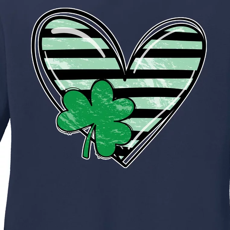 Shamrock Heart St Patrick Day Cute Ladies Long Sleeve Shirt