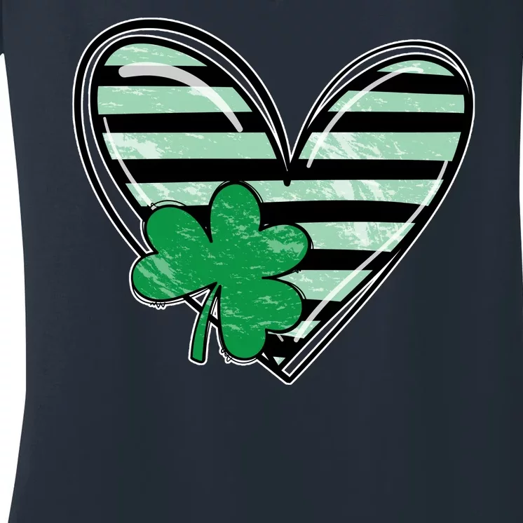 Shamrock Heart St Patrick Day Cute Women's V-Neck T-Shirt