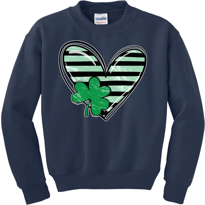 Shamrock Heart St Patrick Day Cute Kids Sweatshirt