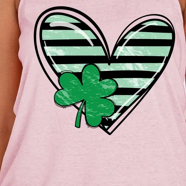 Shamrock Heart St Patrick Day Cute Women's Knotted Racerback Tank