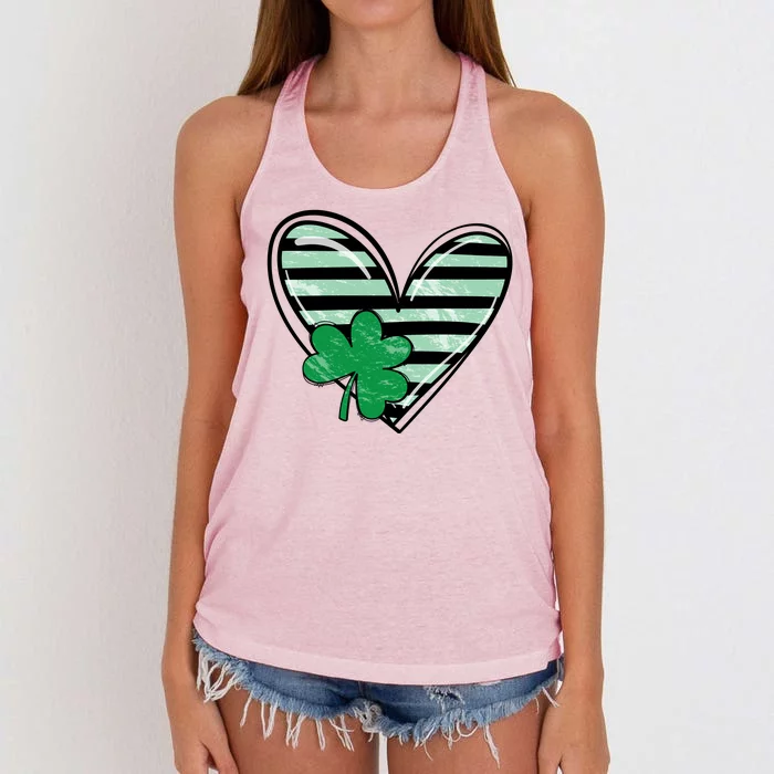 Shamrock Heart St Patrick Day Cute Women's Knotted Racerback Tank