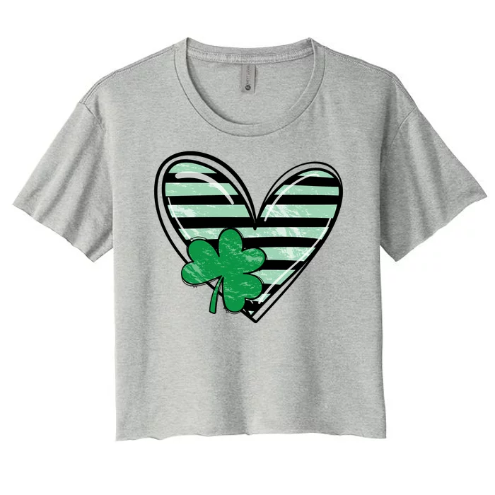 Shamrock Heart St Patrick Day Cute Women's Crop Top Tee