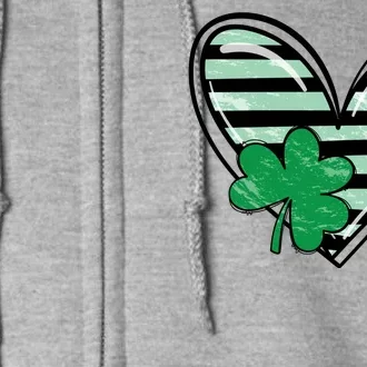 Shamrock Heart St Patrick Day Cute Full Zip Hoodie