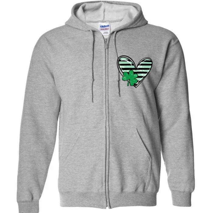 Shamrock Heart St Patrick Day Cute Full Zip Hoodie