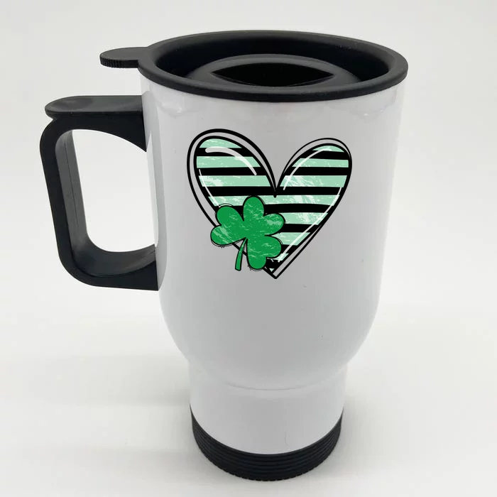 Shamrock Heart St Patrick Day Cute Front & Back Stainless Steel Travel Mug