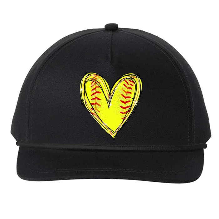 Softball Heart Softball Game Day Softball Mom Lovers Gift Snapback Five-Panel Rope Hat