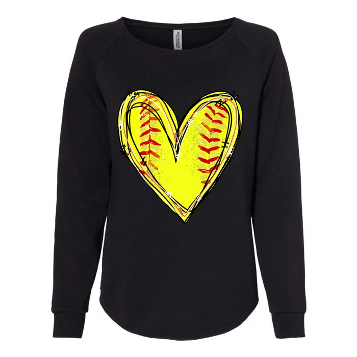 Softball Heart Softball Game Day Softball Mom Lovers Gift Womens California Wash Sweatshirt