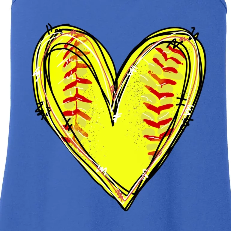 Softball Heart Softball Game Day Softball Mom Lovers Gift Ladies Essential Tank