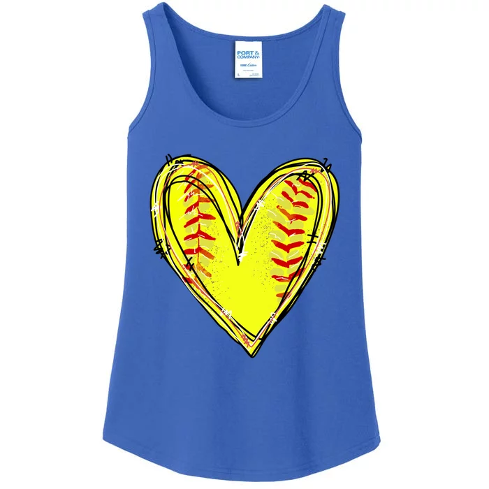 Softball Heart Softball Game Day Softball Mom Lovers Gift Ladies Essential Tank