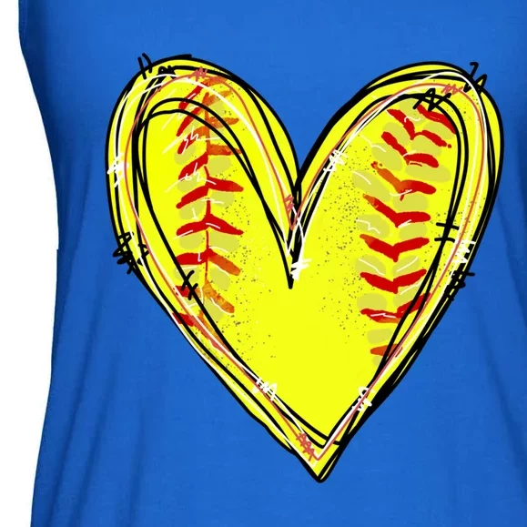 Softball Heart Softball Game Day Softball Mom Lovers Gift Ladies Essential Flowy Tank