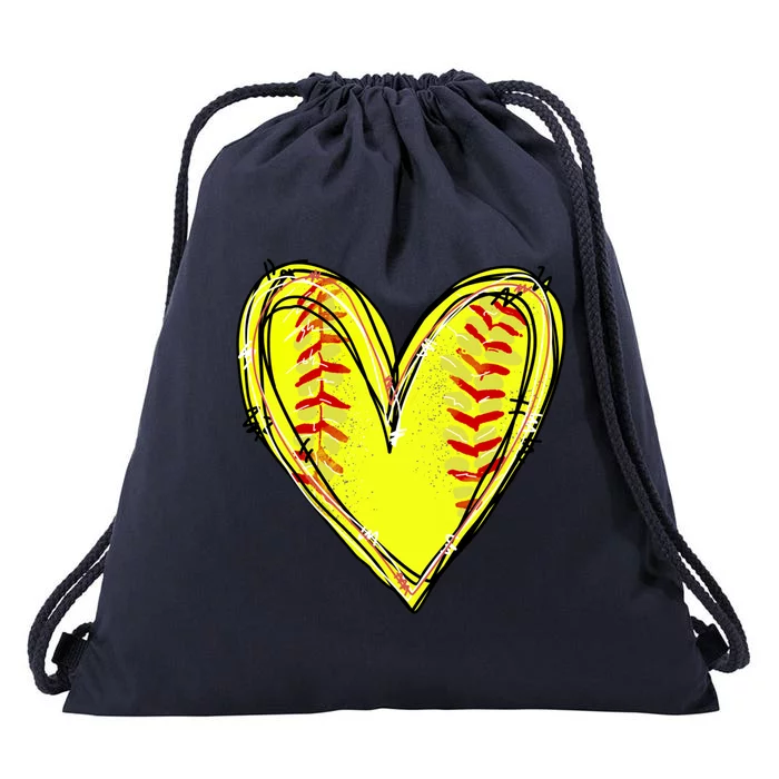 Softball Heart Softball Game Day Softball Mom Lovers Gift Drawstring Bag