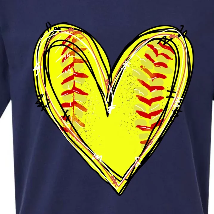 Softball Heart Softball Game Day Softball Mom Lovers Gift Sueded Cloud Jersey T-Shirt