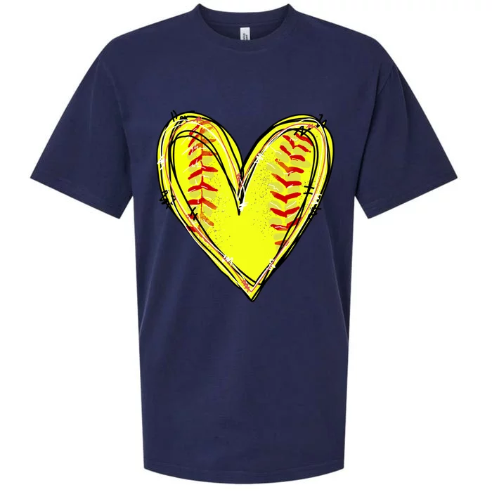 Softball Heart Softball Game Day Softball Mom Lovers Gift Sueded Cloud Jersey T-Shirt