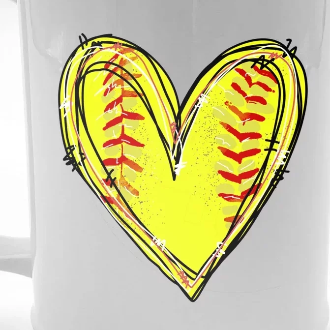 Softball Heart Softball Game Day Softball Mom Lovers Gift Front & Back Beer Stein