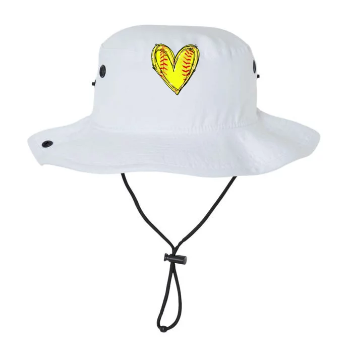 Softball Heart Softball Game Day Softball Mom Lovers Gift Legacy Cool Fit Booney Bucket Hat