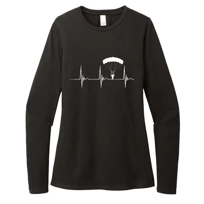 Skydiving Heartbeat Skydiver Skydive EKG Pulse Jump Womens CVC Long Sleeve Shirt