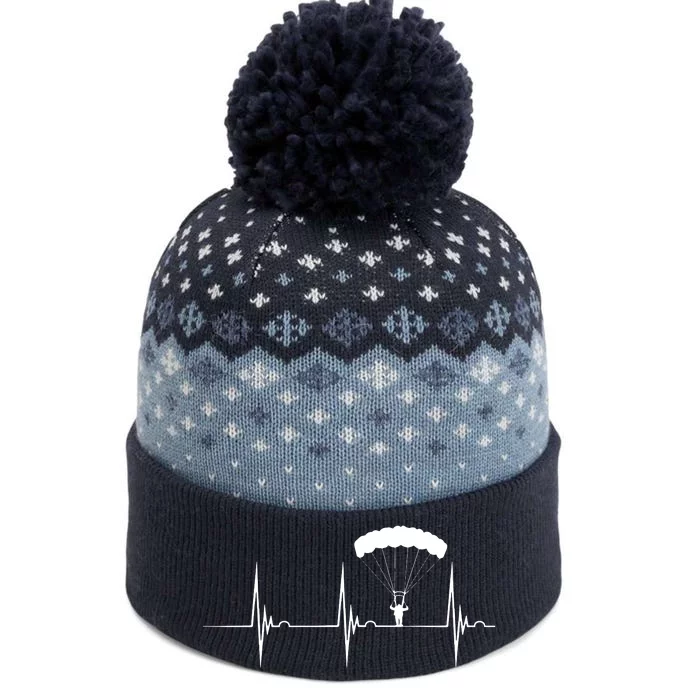 Skydiving Heartbeat Skydiver Skydive EKG Pulse Jump The Baniff Cuffed Pom Beanie