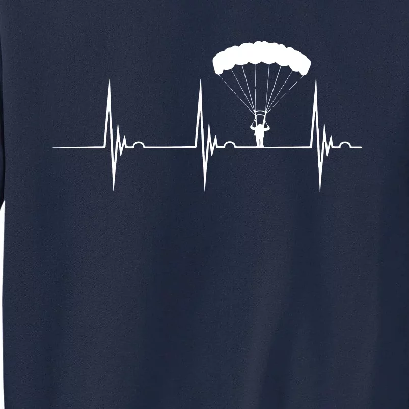 Skydiving Heartbeat Skydiver Skydive EKG Pulse Jump Tall Sweatshirt