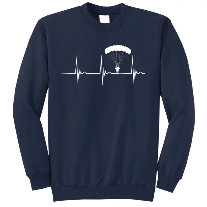 Skydiving Heartbeat Skydiver Skydive EKG Pulse Jump Tall Sweatshirt