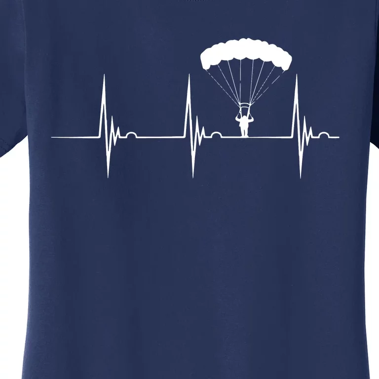 Skydiving Heartbeat Skydiver Skydive EKG Pulse Jump Women's T-Shirt