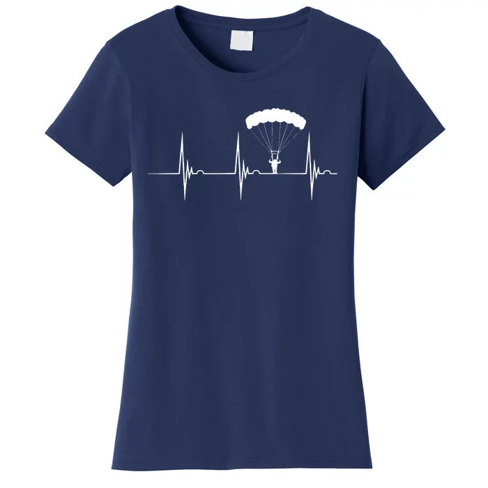 Skydiving Heartbeat Skydiver Skydive EKG Pulse Jump Women's T-Shirt