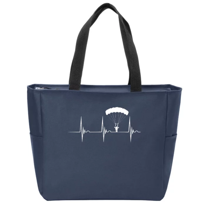 Skydiving Heartbeat Skydiver Skydive EKG Pulse Jump Zip Tote Bag