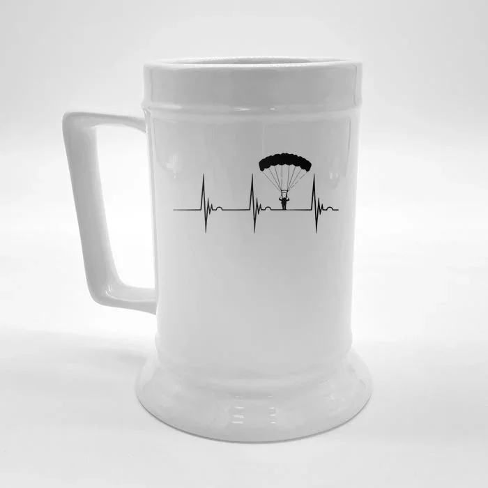 Skydiving Heartbeat Skydiver Skydive EKG Pulse Jump Front & Back Beer Stein