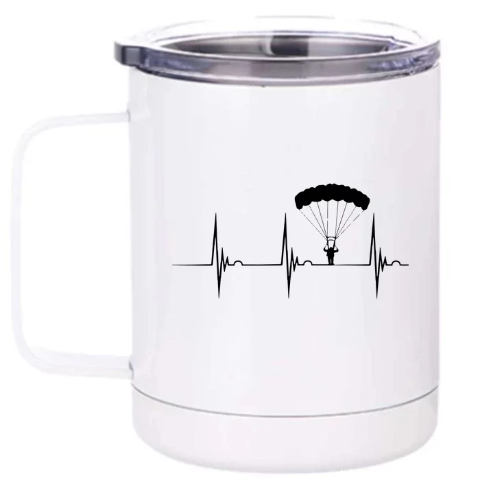 Skydiving Heartbeat Skydiver Skydive EKG Pulse Jump Front & Back 12oz Stainless Steel Tumbler Cup