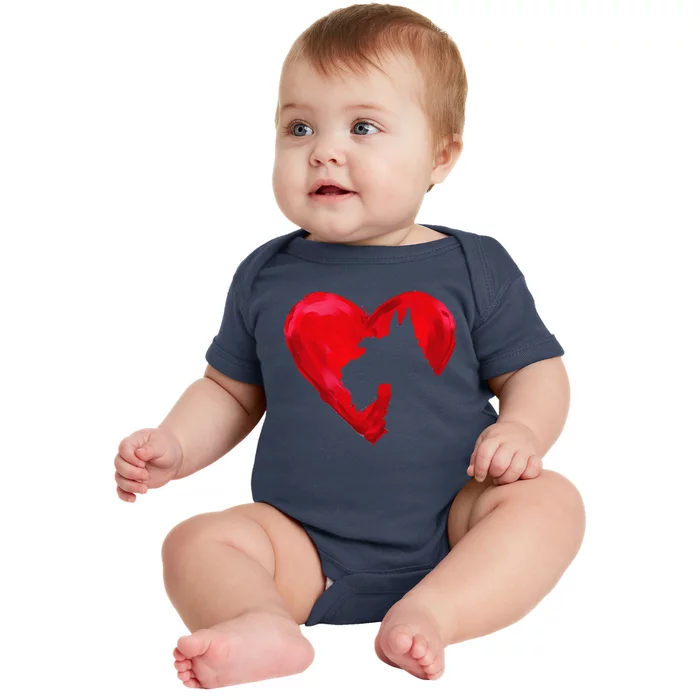 Schnauzer Heart Silhouette Valentine's Day Dog Lover Gift Baby Bodysuit