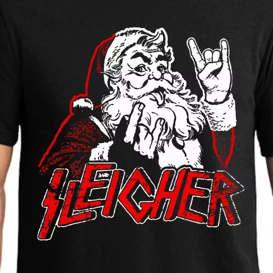 Sleigher Hail Santa Heavy Metal Christmas Pajama Set