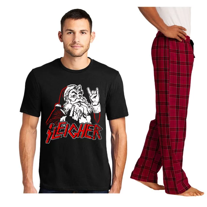 Sleigher Hail Santa Heavy Metal Christmas Pajama Set