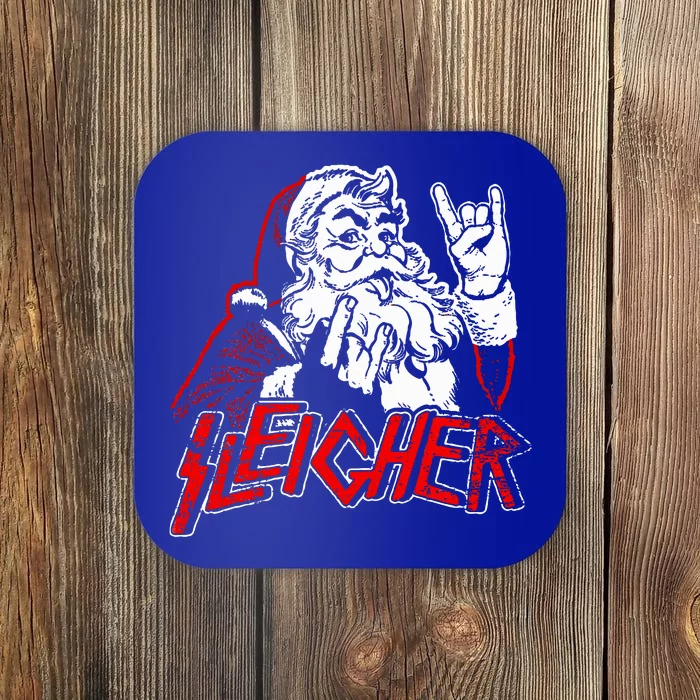 Sleigher Hail Santa Heavy Metal Christmas Coaster